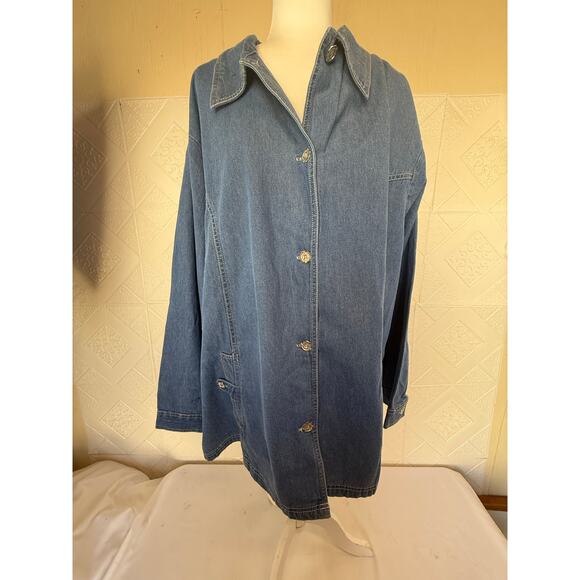 Jacket Tudor court size 4x women's blue denim 2 big pockets with buttons - Picture 16 of 16